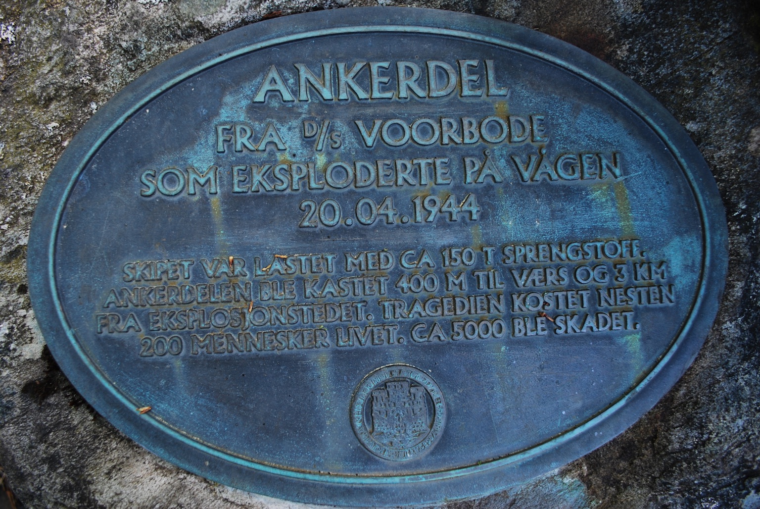 Bergen robbanás emléktábla 1944 április áldozatok